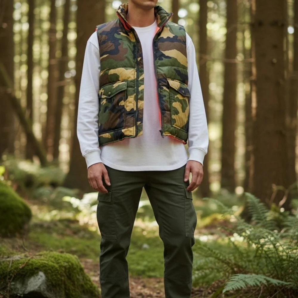 Vintage Winchester Reversible Camo Blaze Orange Vest Mens M Hunting - Picture 12 of 14